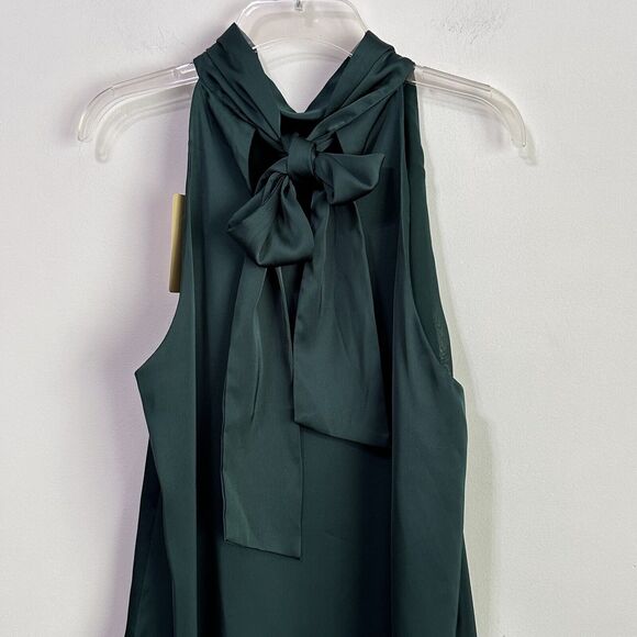 Entro Halter Top L Satin Green Tie Back Bow Party Romantic Shirt Summer NEW - Picture 6 of 10
